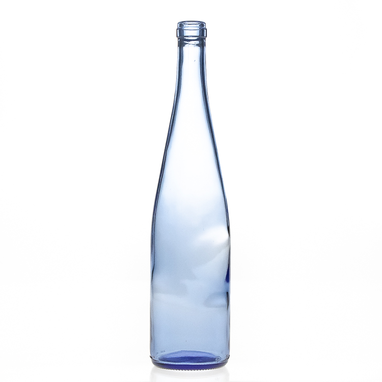 Customized Logo Brand Empty Light Blue 750 Ml Round Liquor