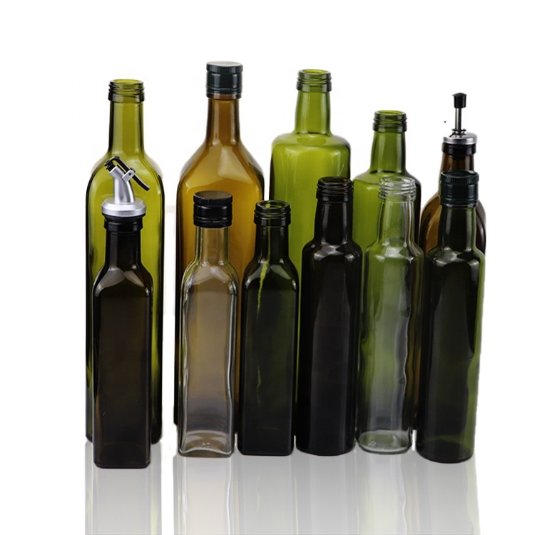 Food Grade Amber 750ml Square Cooking Olive Oil Glass Bottle Marasca Glass Bottle High Quality