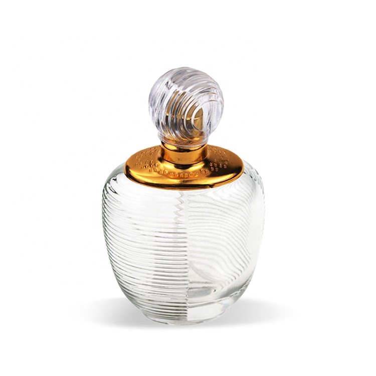 100ml Flat Round Embossed Stripes Empty Perfume Bottle, High Quality