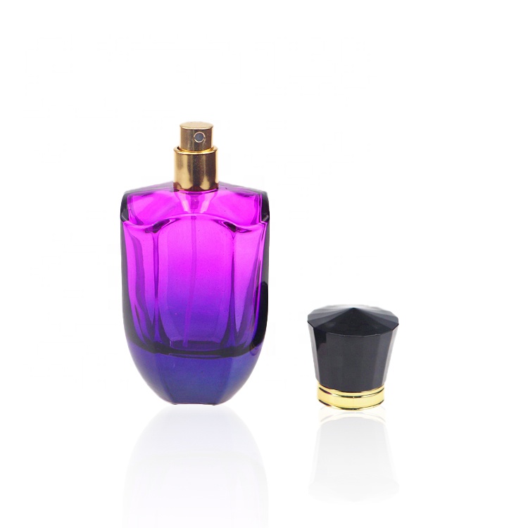 High Quality Customized 100ml Square Gass Purple Perfume Bottle High