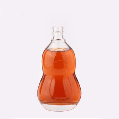 Custom Gourd Shape 500ml Wine Glass Bottle with Screw Stopper for Whisky Brandy Liquor 
