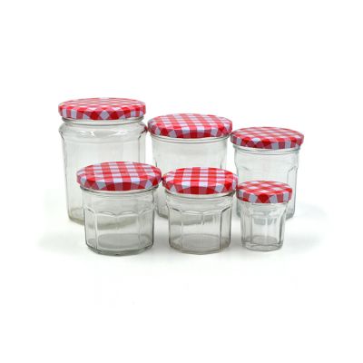 50ml-380ml clear octagon jam glass bottles with lid for jam, honey, wedding favors
