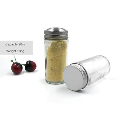 Stock products 3oz glass spice packaging spice storage containers with plastic seal lid 