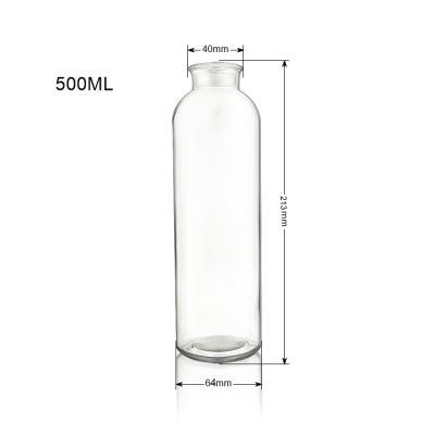 16oz 500ml Clear Round Glass Juice Bottles With Cork 