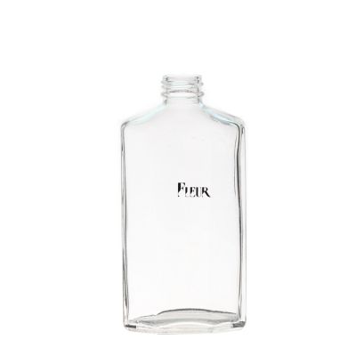 250ml Clear flat glass liquor bottle for whiskey with label 
