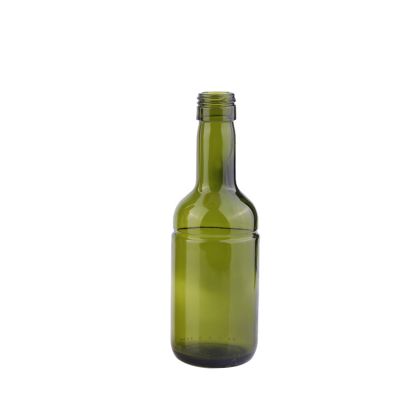 Custom Shape Green Screw Cap Glass Bottle 187ml for Wine 