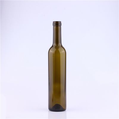 Customized 750ml Dark Green Glass red wine bottle with Cork 