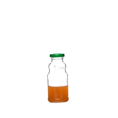 200ml Metal Screw Cap Screen Printing Clear Customizable Beverage Glass Bottle 