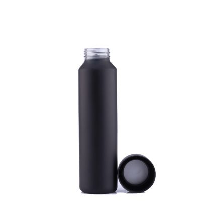 Custom 500ml Matte Black Water Glass Bottle with Plastic Cap 
