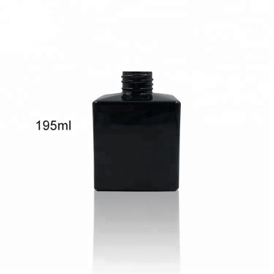 195ml black colored square glass fragrance oil reed diffuser bottle 