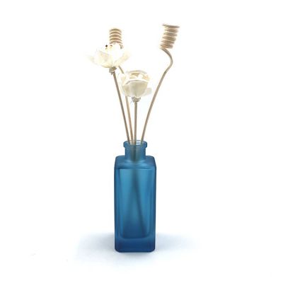 Square design 140ml blue aromatherapy bottles empty glass bottle diffuser