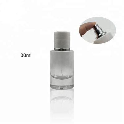 Portable 30ml glass bottle round black men perfume bottle with screw neck 