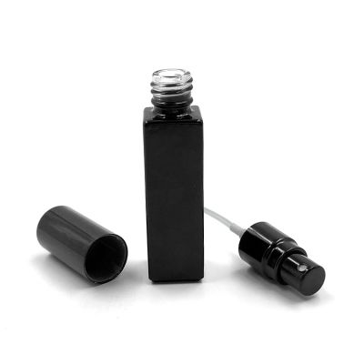 Uv gel 9ml black square glass perfume tester bottle with screw neck 