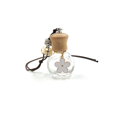 Personalized glass hanging car perfume bottle 8ml with wooden cap 