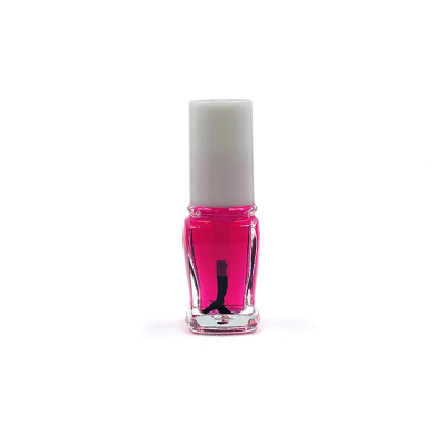 Clear custom empty 5ml glass uv gel nail polish bottle with white brush cap 