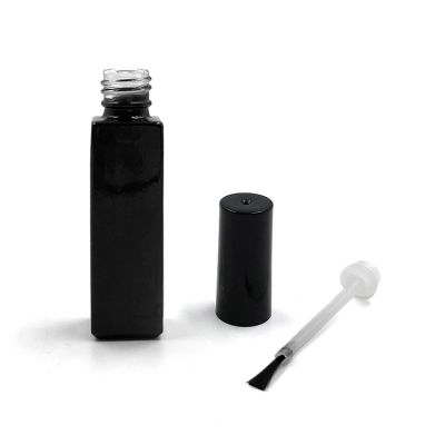 Custom made 9ml black square uv gel nail polish bottles with brush cap 