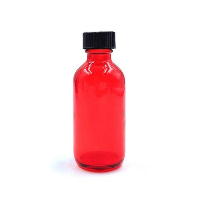 Cheap Price 2 Ounce 60ml Red Painting Boston Round Glass Bottle With Cap For Sale