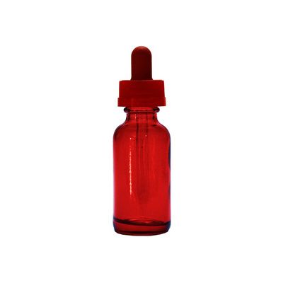 1 Oz Specialty Translucent Red Boston Round w/ Red Child Resistant Dropper (Gloss Finish) 