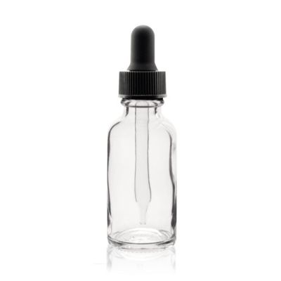 1 oz CLEAR Boston Round Glass Bottle With Glass Dropper