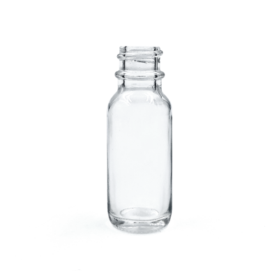 1/2 oz (15ml) CLEAR Boston Round Glass Bottle with 18-400 neck finish 
