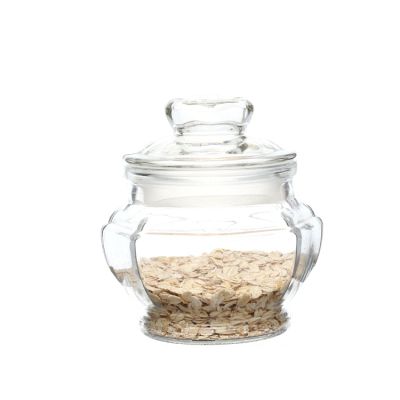 2019 hot sale airtight 500ml glass jars with glass seal lid for storage 