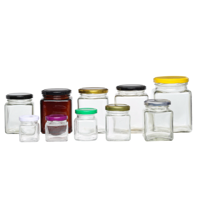 50 80 100 200 280 380 500 730 ml Airtight Square Round Hexagonal Glass Jar Honey with Lid 