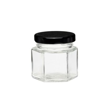 85ml eco friendly empty glass honey jar hexagonal for kitchen 