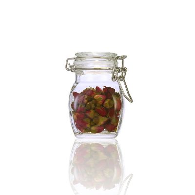110 ml airtight mini empty glass preserving jars with metal clip lids 