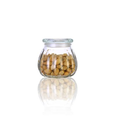 Pumpkin shape 630ml 650 ml low price thick glass storage sample jar 