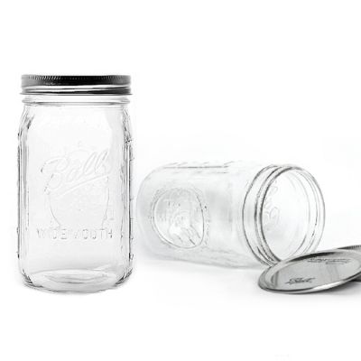 Guaranteed wide mouth ball round clear glass mason jar 32oz with metal lids for cake pie ice cream 