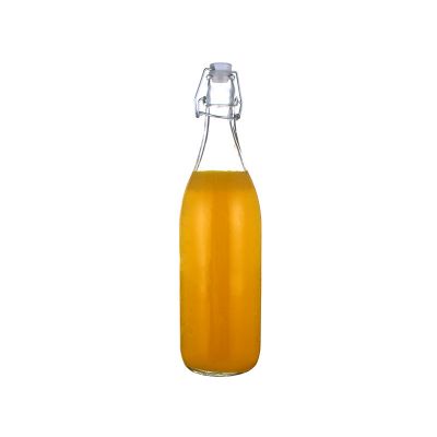 1000ml 750ml 500ml 250ml 32oz 25oz 16 oz 8oz Clear Empty Round Swing Top Glass Juice Beverage Bottle 