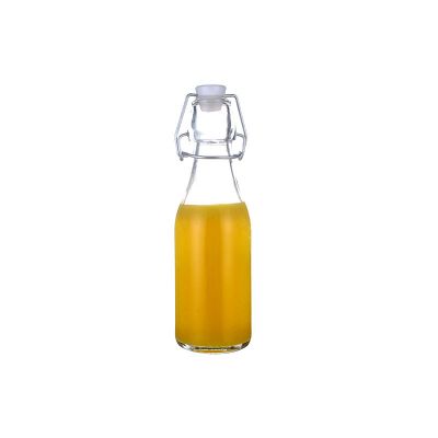 250ml 8oz mini swing top transparent glass bottles for juice milk sale 