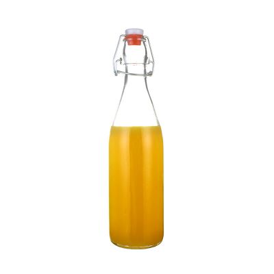 Wholesale 1L 750ml 500ml swing top clear glass juice beverage softdrink bottles 