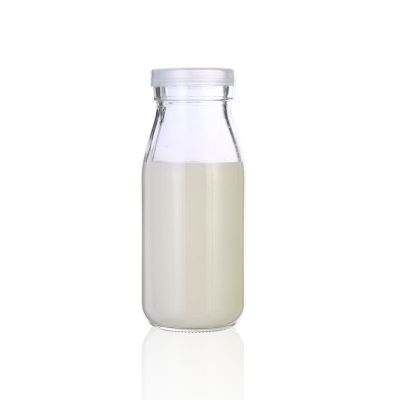 Plastic cap beverage storage milk glass bottle 250 ml 