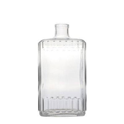 Custom Empty Luxury Square Clear White Whisky Liquor Glass Bottle 