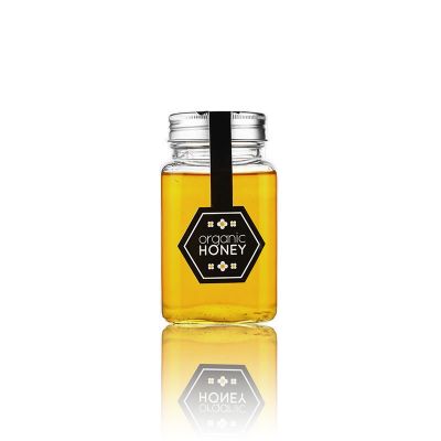 500ml 380ml 200ml 200cc airtight clear french square glass honey jar with metal lid 