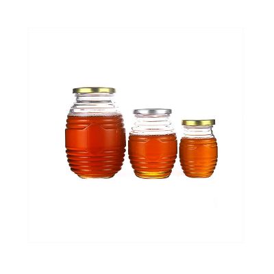 wholesale 500g 1000g 250g unique beehive glass honey jar with lids 