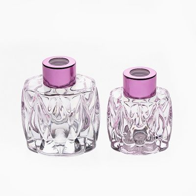 OEM Logo Brand 50ml 80ml Engraving Empty Crystal Pink Glass Reed Diffuser Bottle for Aroma Oil 