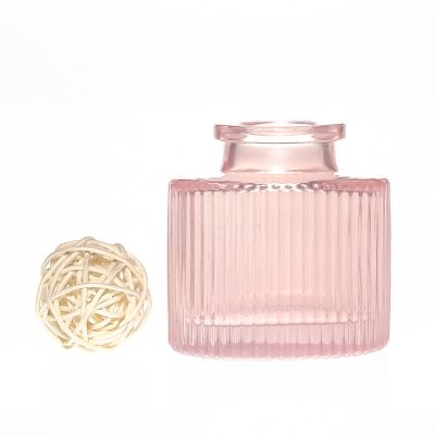 OEM Design 1oz Oval Engraving Pink Coloured Empty Fragrance Reed Diffuser Glass Bottle 