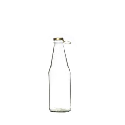 Clear Empty 330ml Glass juice bottle With Metal Lid 