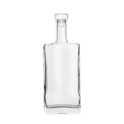 factory price 500ml Flat Square Shape Wine Liquor Spirit Vodka Whisky Glass Bottle with Cap 