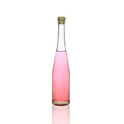 375ml 13oz cork sealing transparent wine glass bottle with customized logo printing