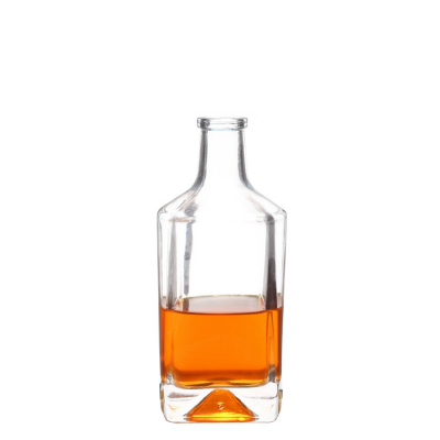 500ml Square shaped transparent whisky glass bottle with cap 