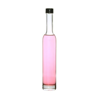 Wholesale 400 ml transparent empty screw cap fruit wine glass bottle 