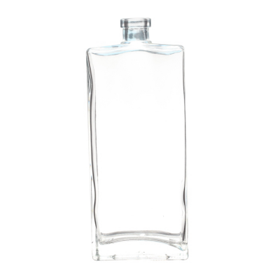 Wholesale clear 500ml 750ml square shape wine vodka spirit alcoholic flint glass bottle 