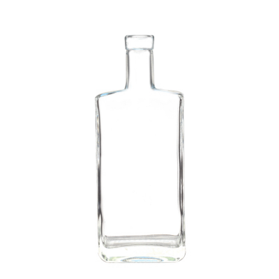 Wholesale new square flat shape transparent 500ml wine liquor glass bottle for sale 