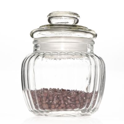 Christmas Cookie Candy Packaging 600ml Pumpkin Shaped Food Storage Container 20 oz Tea Glass Jar with Glass lid