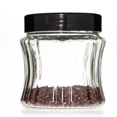 Food Storage Containers 800ml Large Round Wide Mouth Cookie Candy Tea Glass Jar with Plastic lids