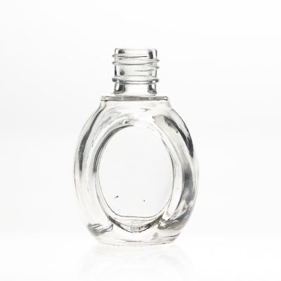 OEM Design Labels 17ml Flat Shaped Clear Empty Mini Spirit Bottle 1oz Crystal Glass Wine Bottle
