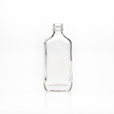 New Design 60ml 2oz Flat Square Empty Glass Spirit Bottle with Aluminum Cap